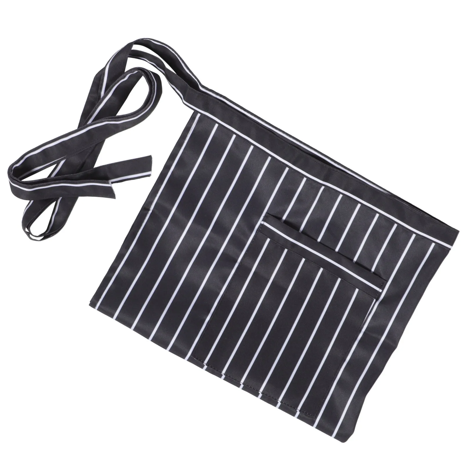 Czarny Pół-Fartuch Regulowany w Talii Fartuch Kucharski Unisex do Gotowania Pieczenia Serwowania Fartuchy dla Kelnerów i Kelnerek