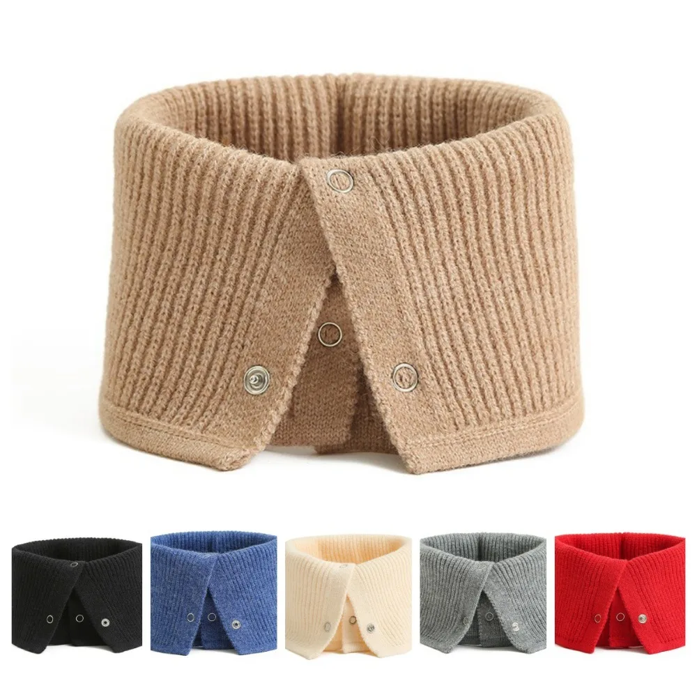 Snap Button Knitted Fake Collar Knit Winter Warm Windproof Neck Collar Soft Windproof Neck Warmer Gaiter For Men Women Unisex