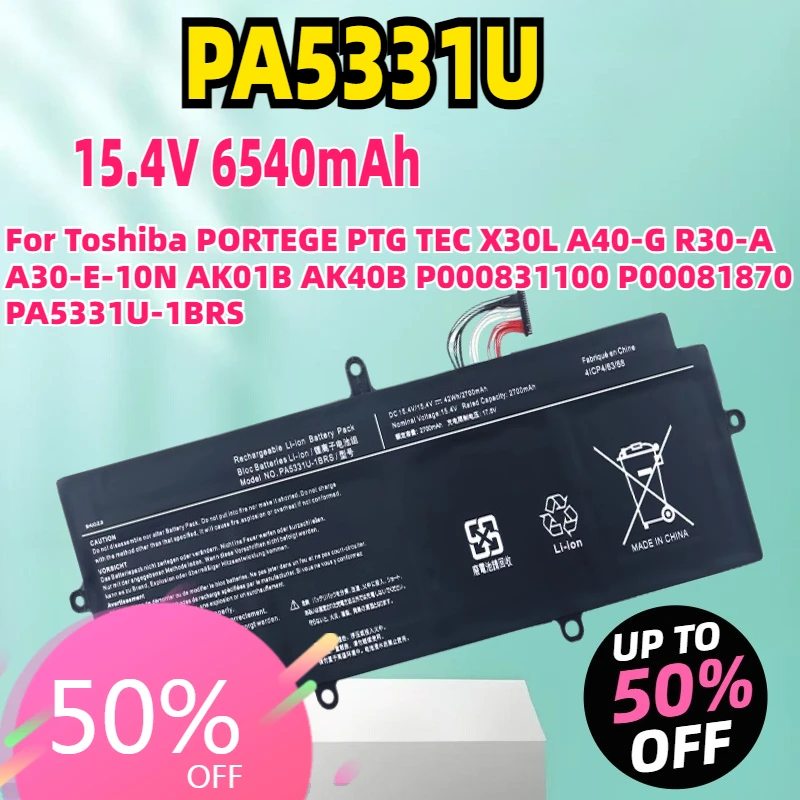 

New PA5331U Laptop Battery for Toshiba PORTEGE PTG TEC X30L A40-G R30-A A30-E-10N AK01B AK40B P000831100 P00081870 PA5331U-1BRS