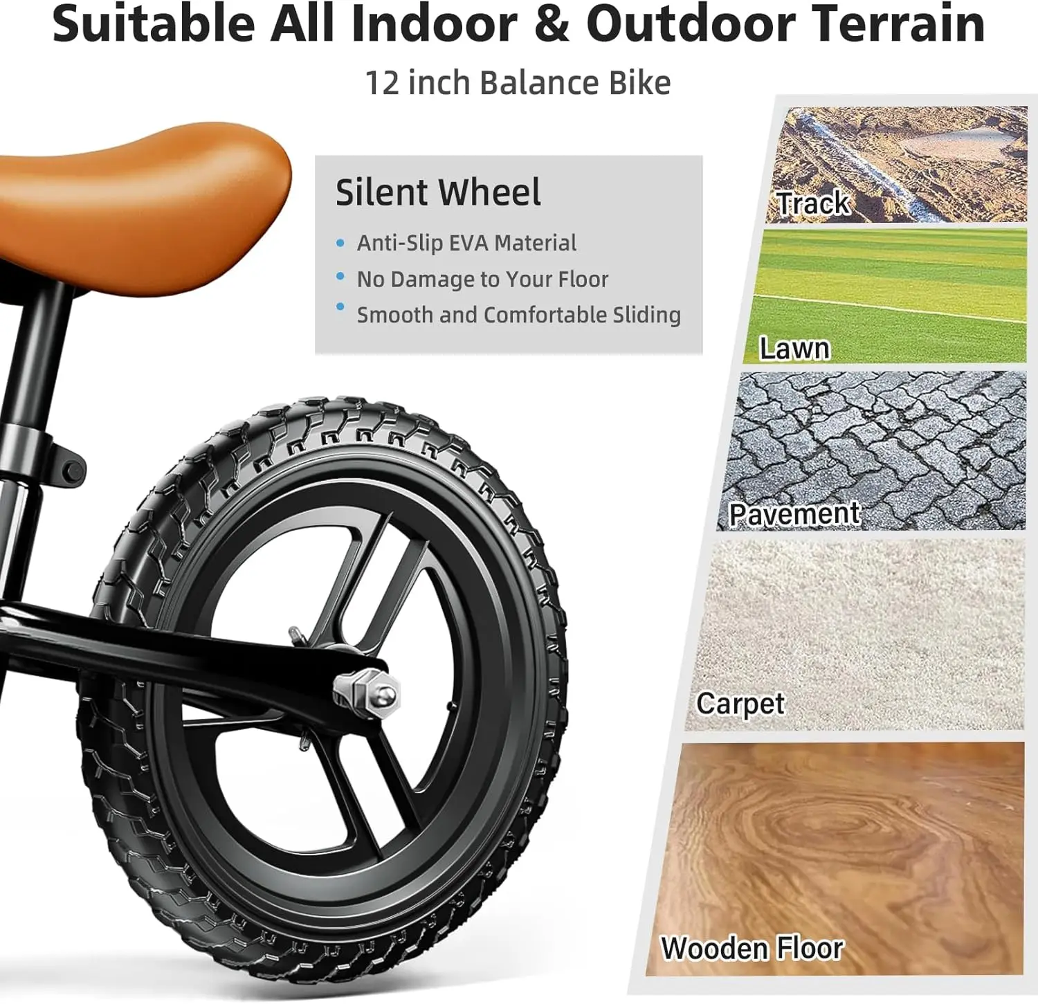 Kolorowe oświetlenie maluch rowerek biegowy 2 3 lata, rowerek biegowy z regulowana kierownica i siedzeniem, wiek od 24 miesięcy do 5 lat, 12I