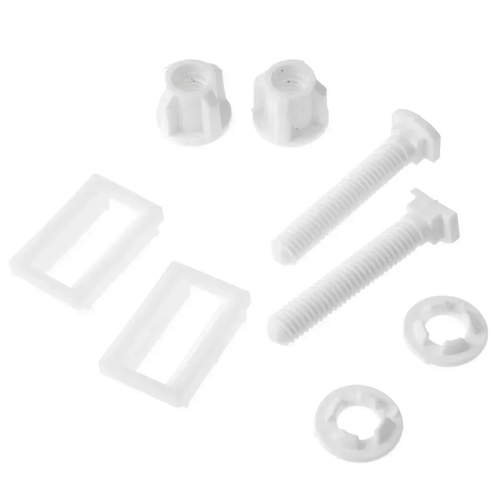 2pcs Full Set Bolts Screws Sliding Plates For Toilet Seat White Hinges Repair Kit Tools Closestool Part Replacement Plastic