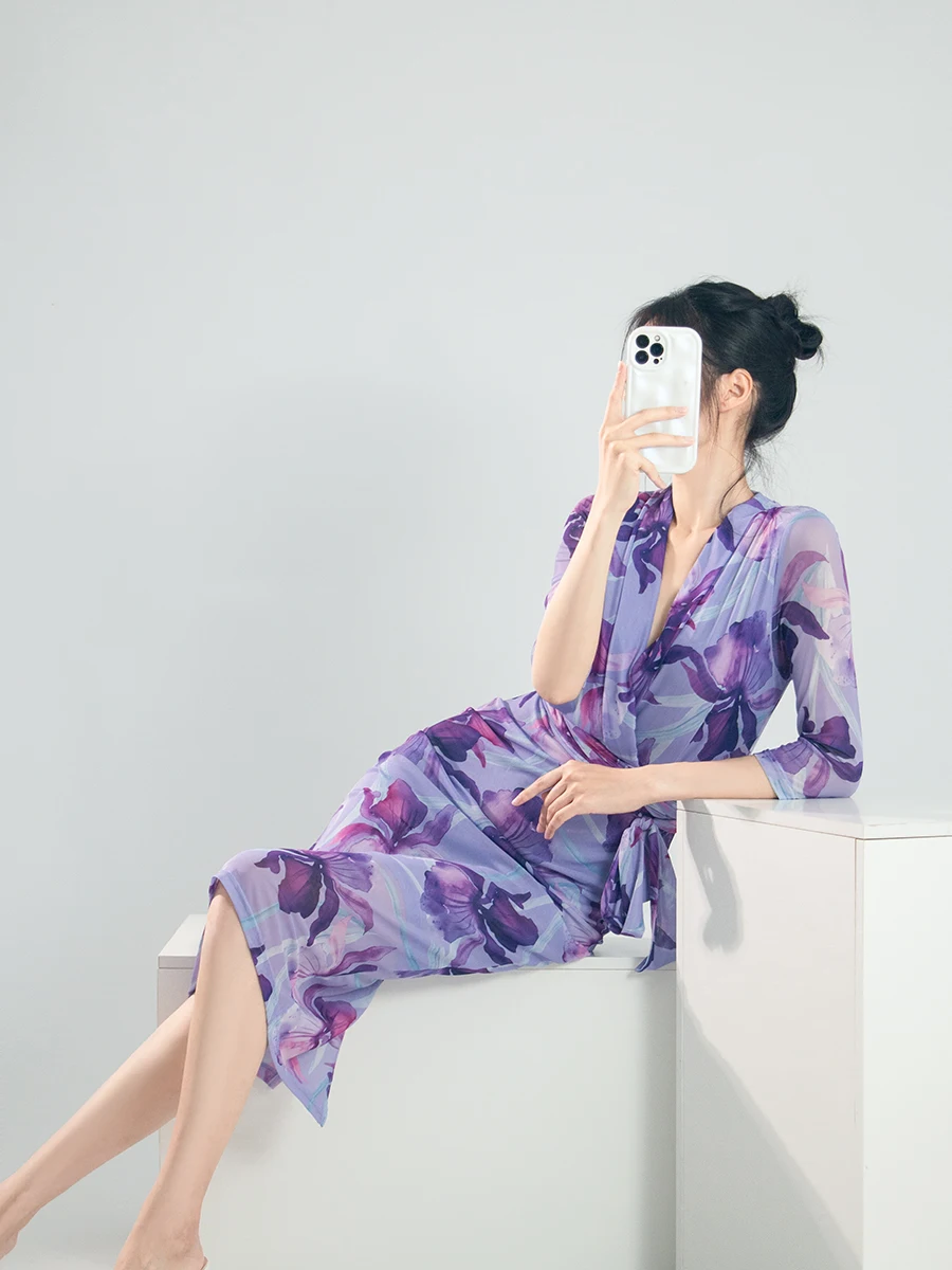 

Сексуальное фиолетовое платье-миди с V-образным вырезом и высокой талией, облегающее, эластичное, летнее, модное, для женщин