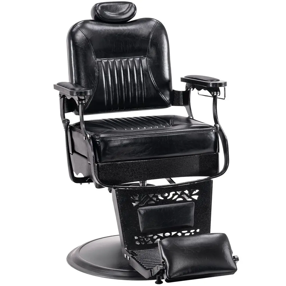 

Heavy Duty Metal Vintage Barber Chair All Purpose Hydraulic Recline Salon Beauty Spa Chair Styling Equipment 2925 All Black