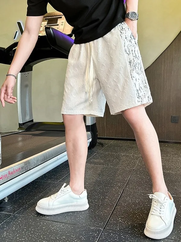 

2026 New Men Women Summer Faion Patchwork Straight Leg Five-Quarter orts Beach Sports Casual High Waist Trousers