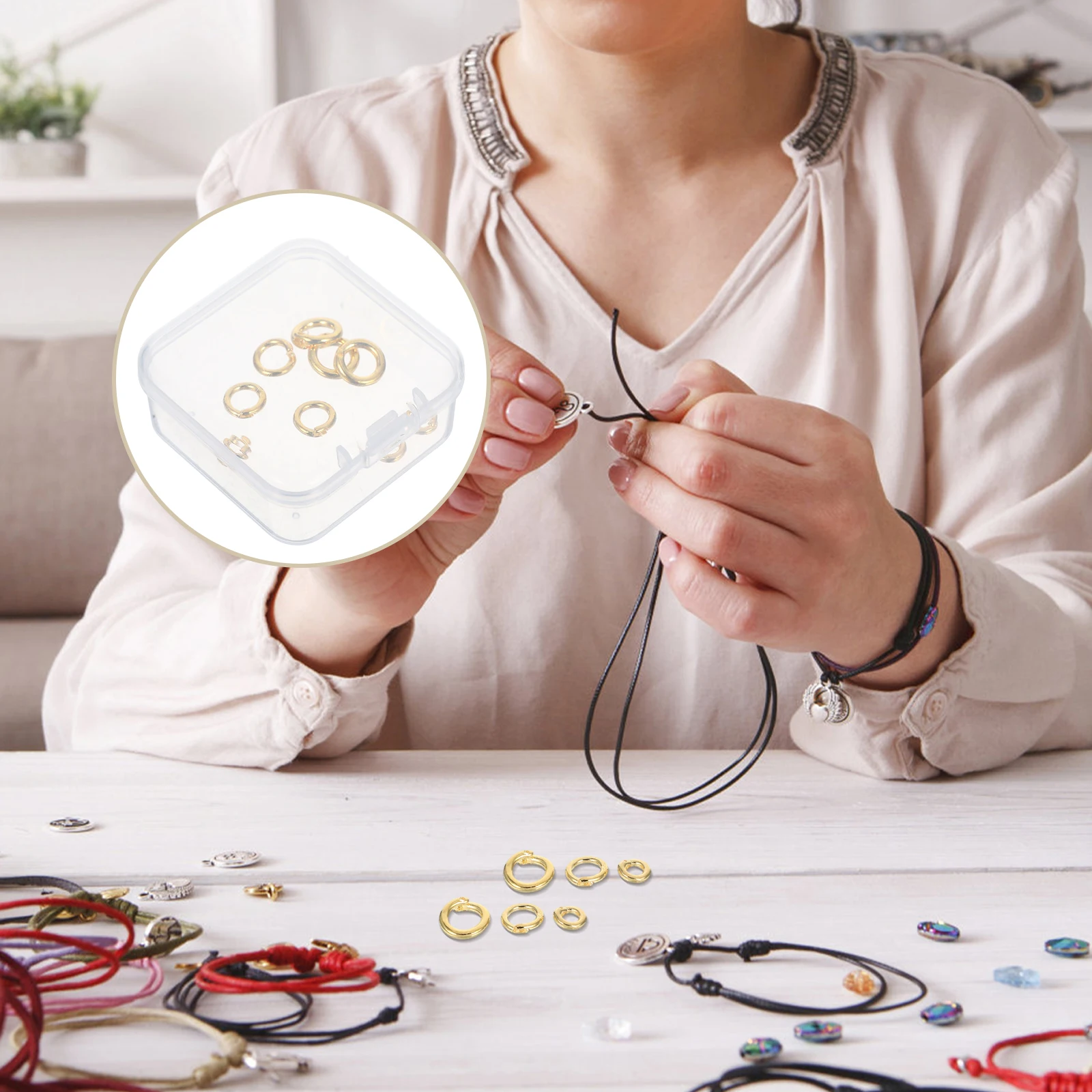 

9pcs Lock Jump Rings Gold-plated Silver 6mm 8mm 10mm S925 Sterling Connector Secure Necklace DIY Jewelry Making Supplies Charm