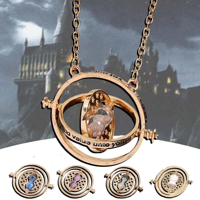 1-10Pcs Harried Time Necklace Timer Hourglass 360 Rotatable Potters Cosplay Props Astronomical Time Converter Magic School Gift