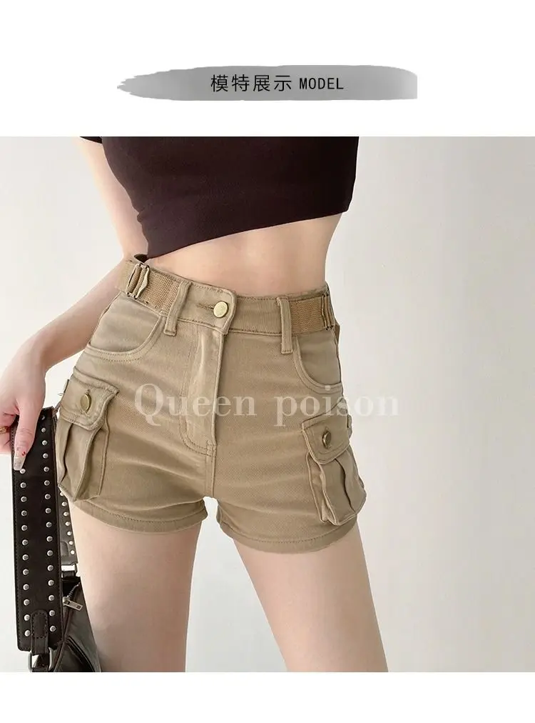 Working Denim Shorts For Women In Summer High Waist Slimming Loose Casual Pocket Wide-Leg Hot Pants