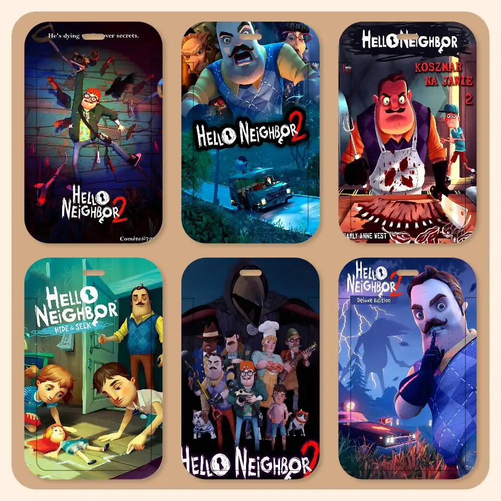 Porta Tarjetas con Cordón para el Juego H-Hello N-Neighbor 2, Porta Tarjetas de Identificación para Estudiantes, Porta Tarjetas con Correa para el Cuello, Accesorios de Control de Acceso, Regalos