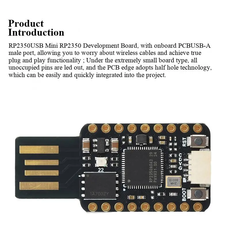 4M/16M USB RP2350 Mini Microcontroller Development Board with Dual-Core Dual-Architecture Processor RP2350A