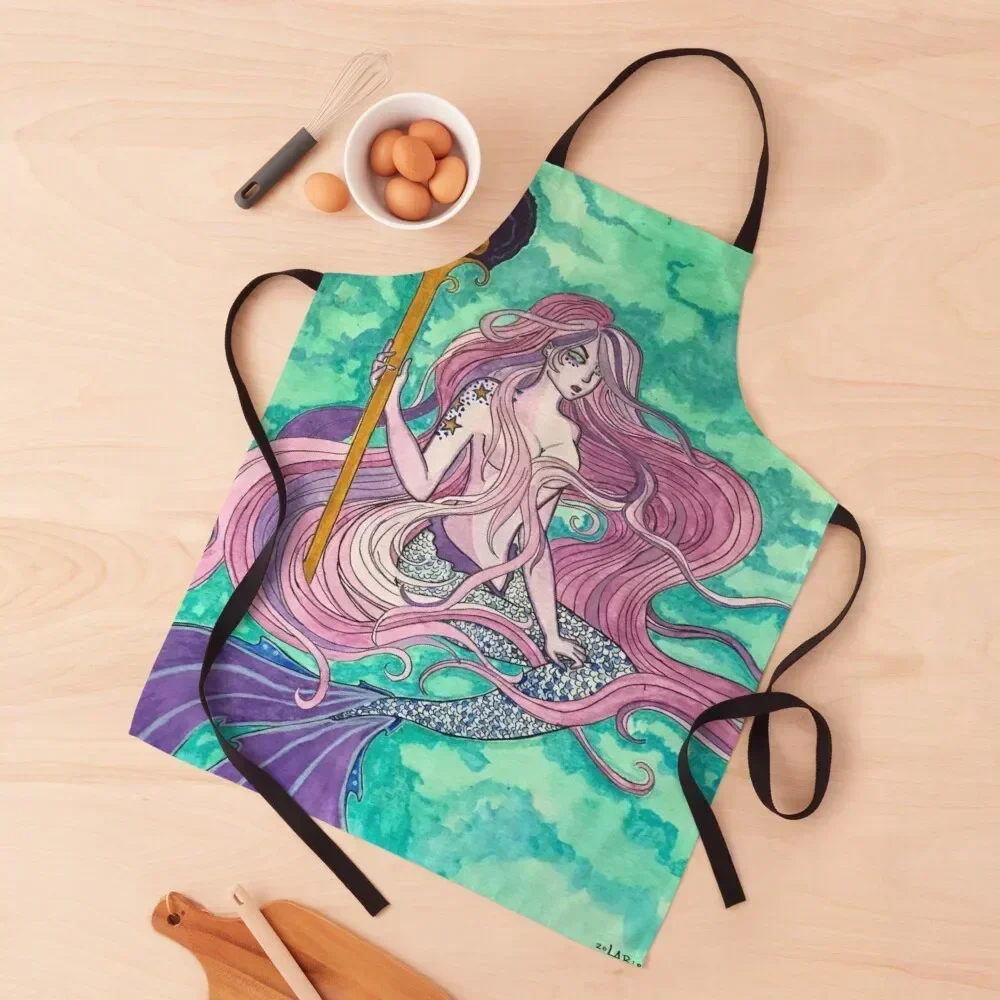 

Violet Mermaid Apron carpenter Kitchen Utensils Women's Kitchen Kawaii Accessories Apron