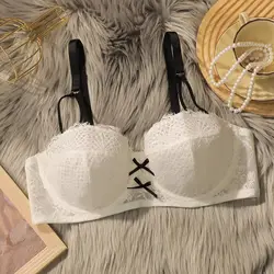 Viomisha Sexy Lace Lingerie Plus Size Push Up Bra Pretty Black Bow Design Transparent  Delicate Underwear Fairy Embroidery Bras