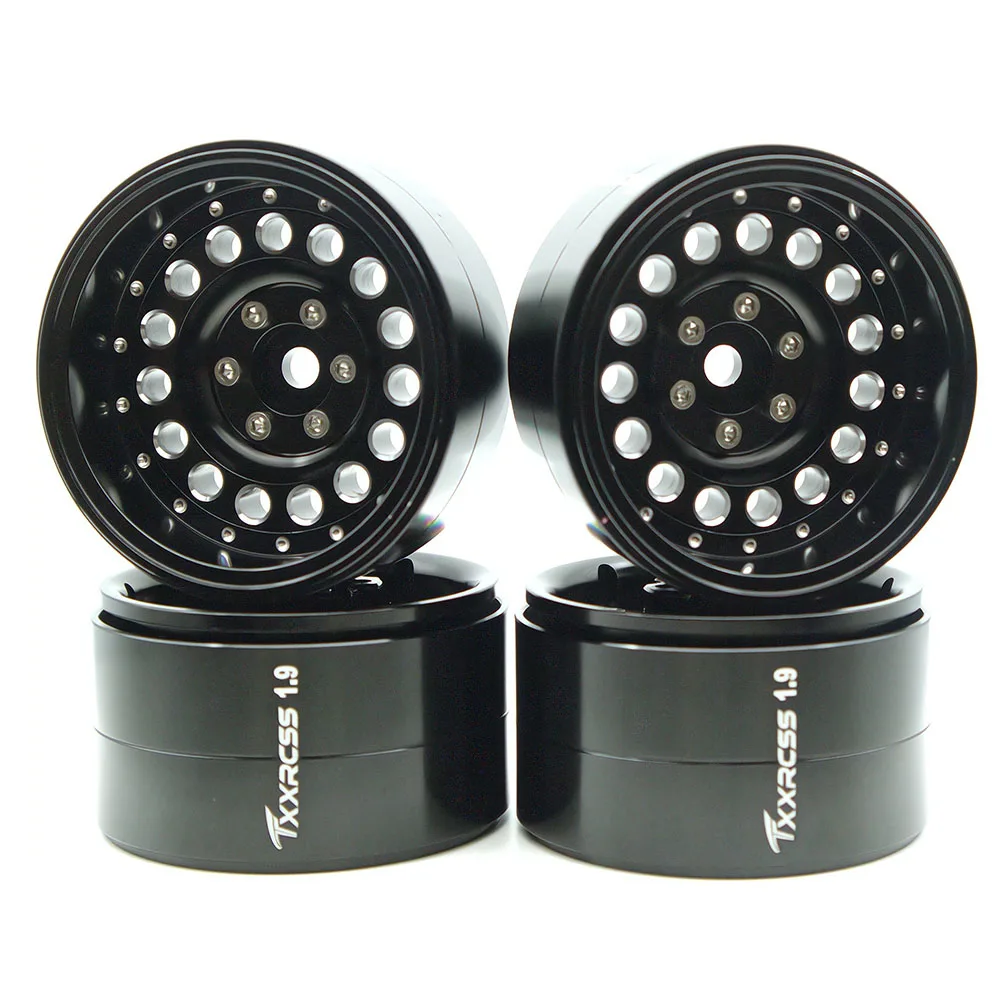 TxxRcss RC 1.9 Inch Beadlock Wheels Negative Offsets 10mm Rims Hex 12mm Aluminum Wheel for TRX4 TRX6 SCX10 Gen8 1/10 RC Crawler