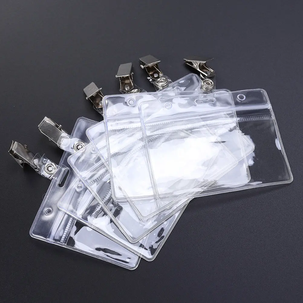 

100Pcs Waterproof Transparent Horizontal Id Badge Holders Premium Plastic Card Holders for Office School Social Events