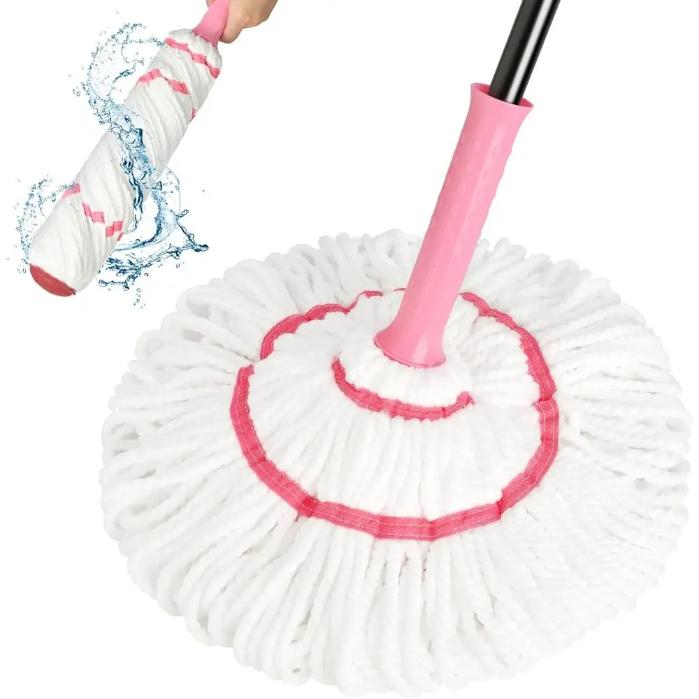 Heavy-Duty 57 Long Handle Microfiber Mop for Tile, Hardwood, Kitchen, Bathroom, and More (Pink)