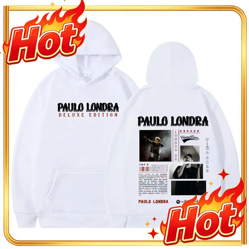 Singer Paulo Londra 2026 Album Graphics Hoodie Men Women Casual Loose Oversized Long-sleeved Sweatshirts Hip-hop Punk Pullover