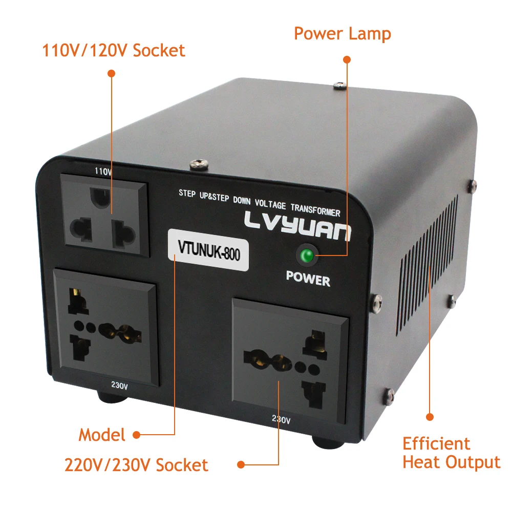 110V to 220V Voltage Transformer 1500W/800W Step Up/Step Down Output Voltage Converter US/UK/EU Plug