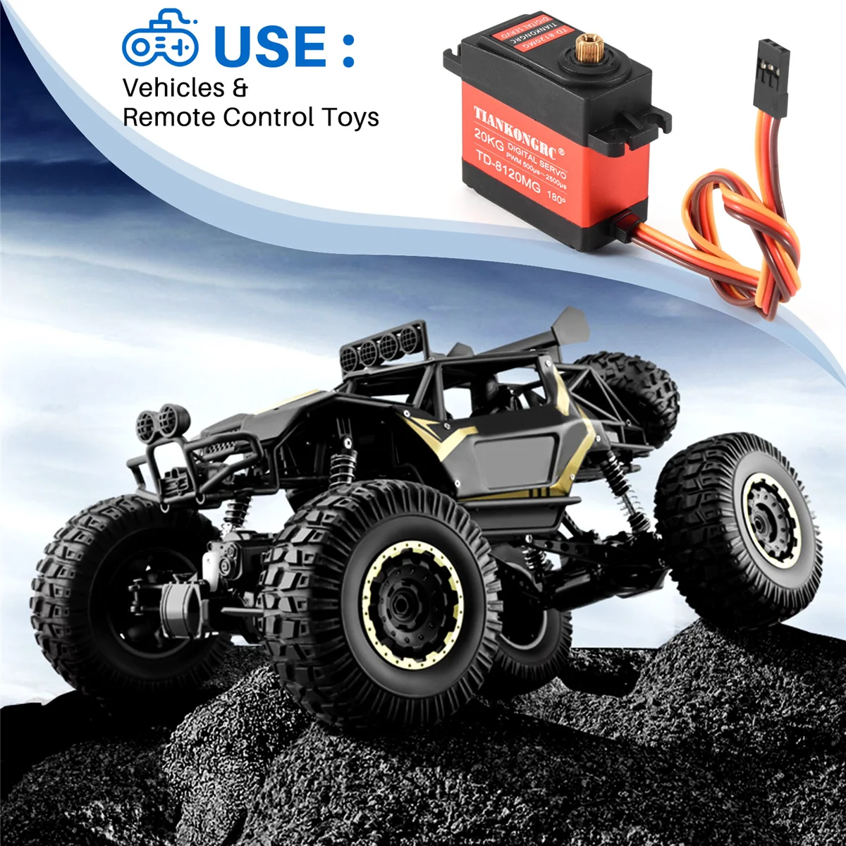 تيانكونغرك-معدات معدنية رقمية مضادة للماء ، سيارة موديل بجهاز تحكم عن بعد ، 20 * عزم دوران عالي ، زاوية ، سيرفو