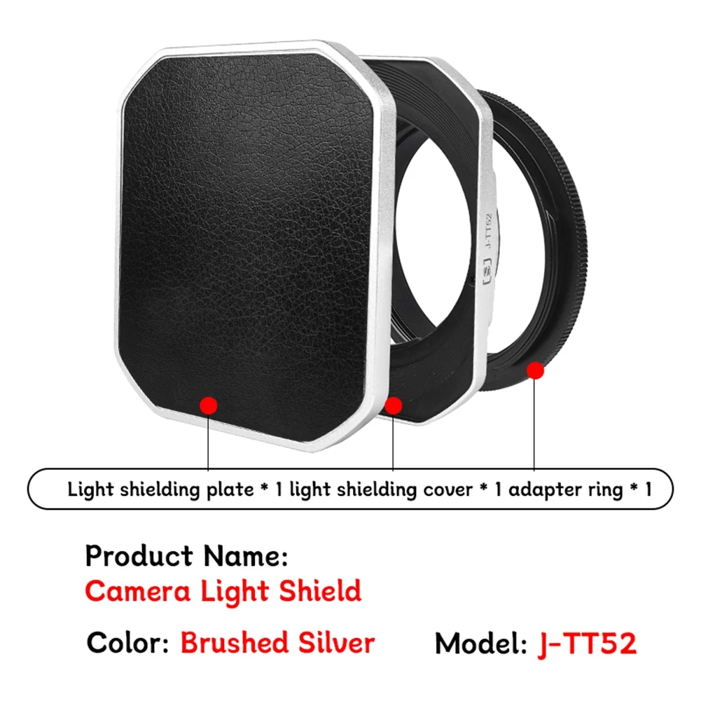 

Солнцезащитный козырек M05K 52 мм с байонетным адаптером, квадратный светозащитный экран для объективов Canon/Nikon/Sony/Fuji 52 мм, серебристый