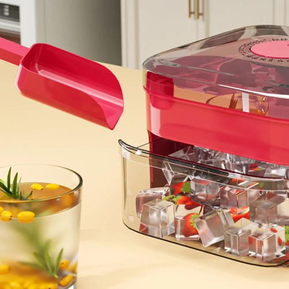 

50-Cube Ice Maker with Easy Press Cap with Easy-press Lid Double-layer Household Ice Storage Ice Box Food-grade Large Capacity