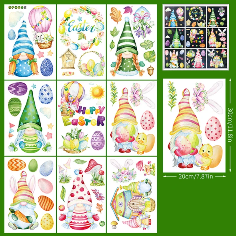 Cartoon Easter Egg Bunny Wall Sticker Shop Window Glass Layout Electrostatic Sticker Moisture-proof Anti Fouling Removable