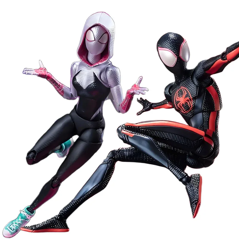 Bandai Original S.H.Figuarts Spider- Gwen & Miles Morales 15CM & 15.5CM figurine d'action Anime modèle à assembler jouets modèle cadeau pour les garçons