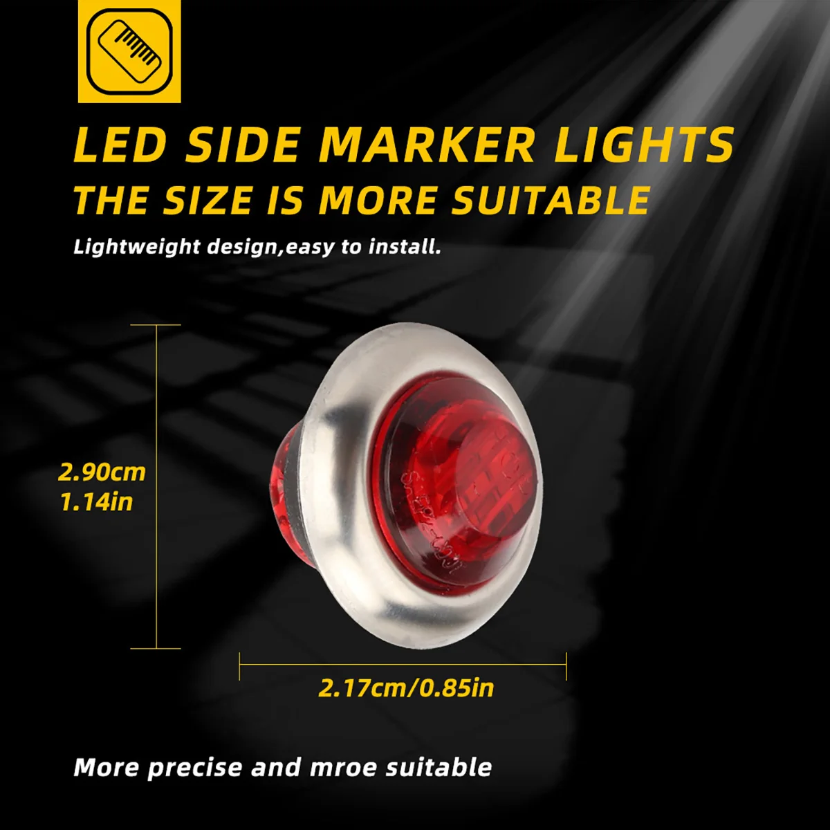 10pcs 12V 24V Mini Round LED Side Marker Light Truck Trailer Side Marker Indicators Rear Clearance Light Parking Light Universal