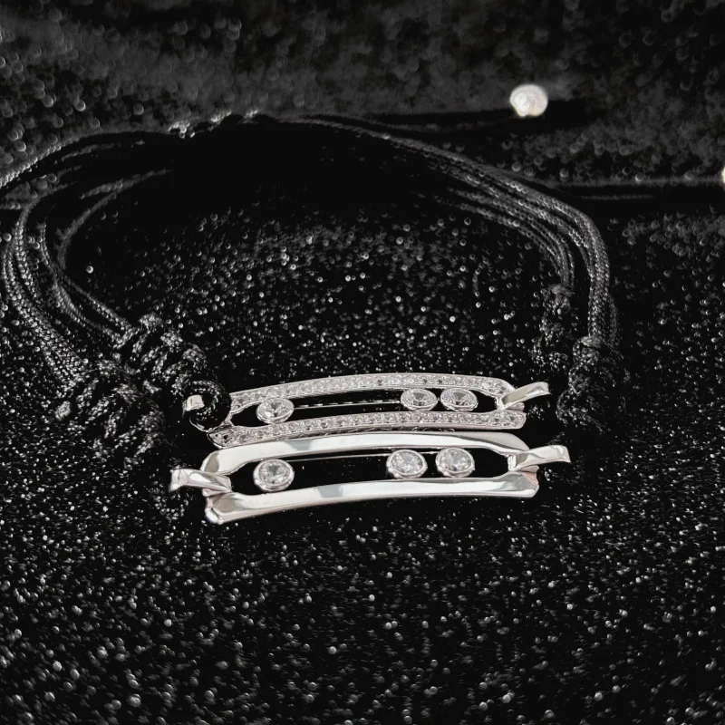 

New French popular jewelry 925 silver 1:1 new adjustable braided rope sliding unisex bracelet holiday gift wholesale