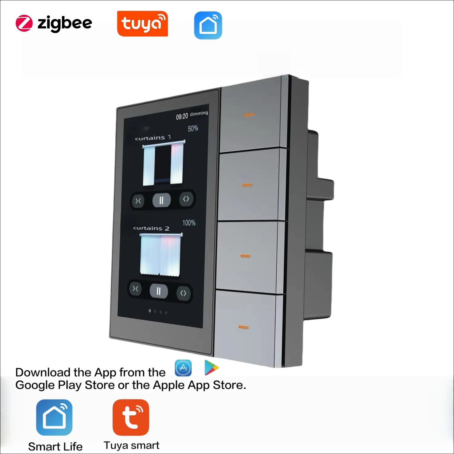 Interruptor de cena inteligente Tuya ZigBee de 3,5 polegadas - Controle de toque multifuncional, controle de cortina/iluminação, interruptor de casa inteligente F3Pro