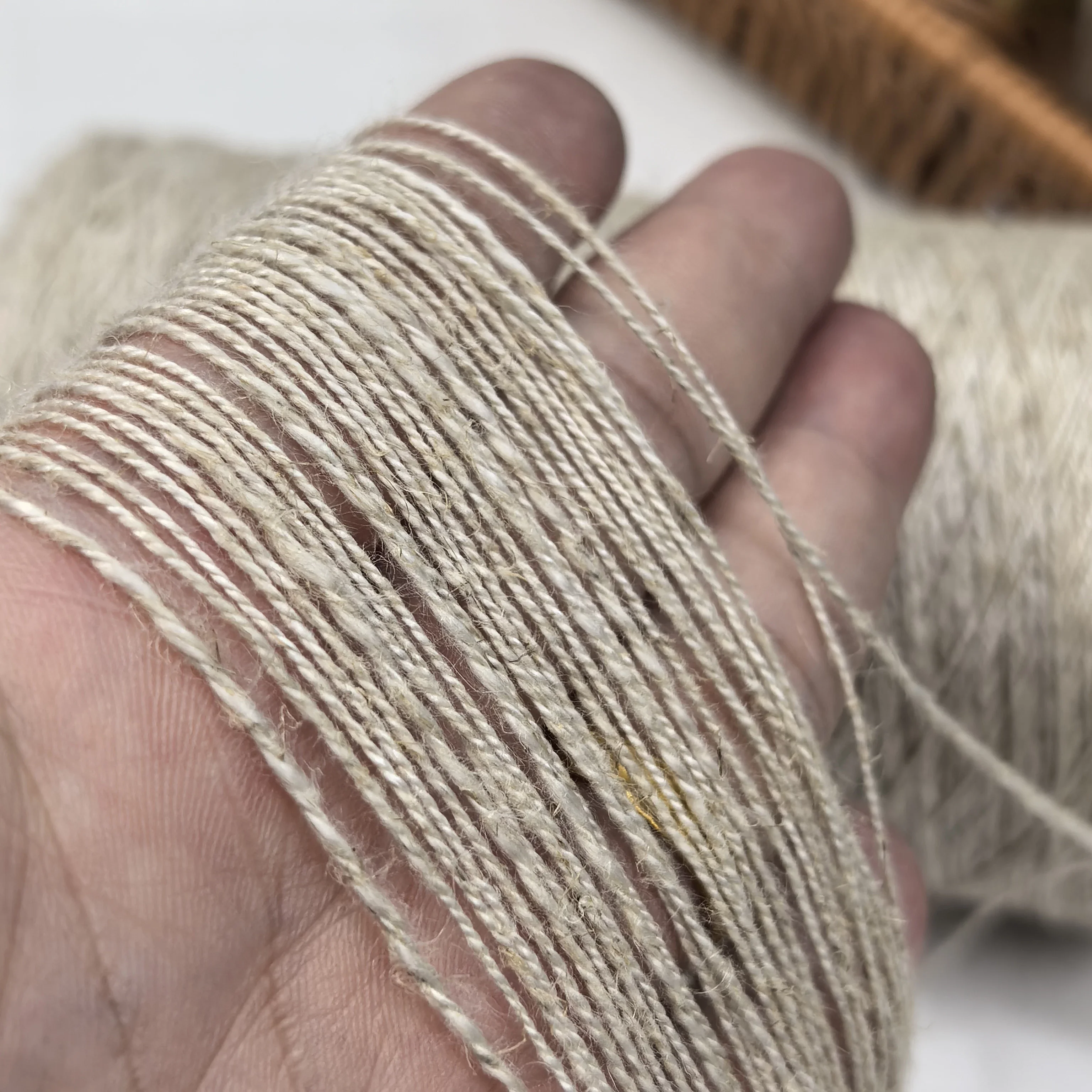 200g pure natural flax thread,Hand woven DIY clothes,hats,bags yarn