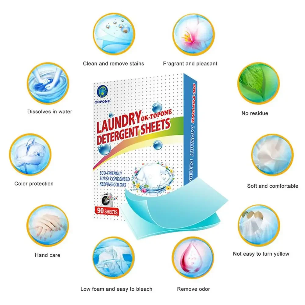 Laundry Detergent Sheets Nano-concentrated Detergent Washing Powder Tablets Home Cleaning  Supplies Wash Paper Sheets