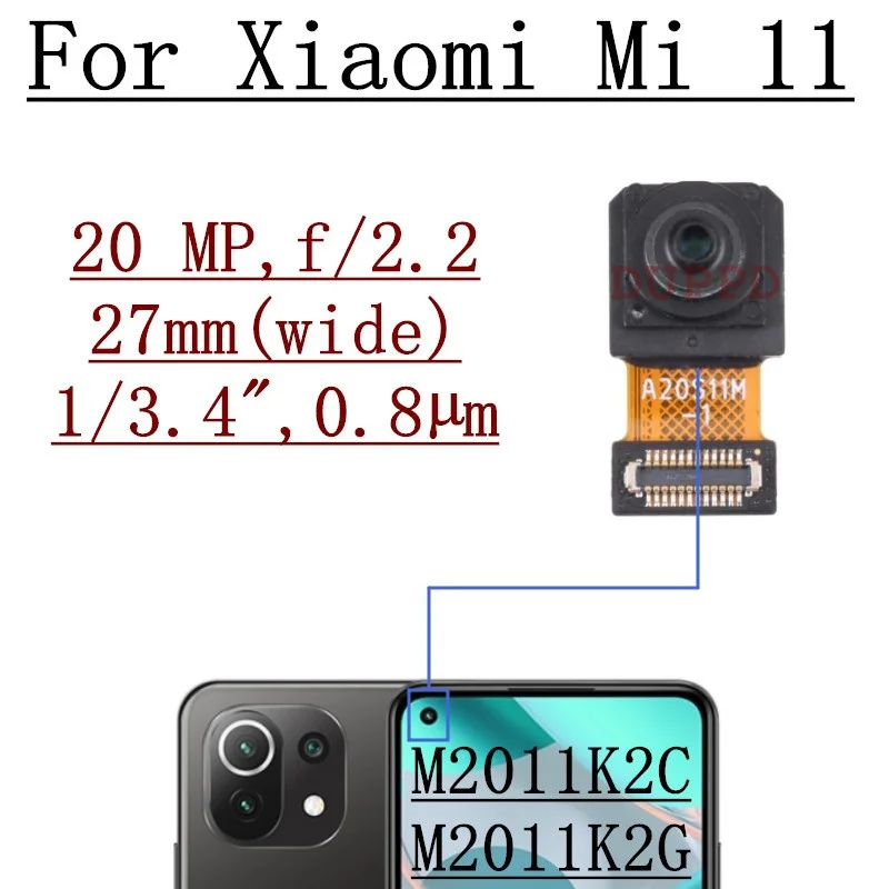 Front Camera For Xiaomi Mi11 Mi 11 11i 11X 11T Pro Lite Ultra Small Frontal Selfie Facing Cameras Module Flex Cable