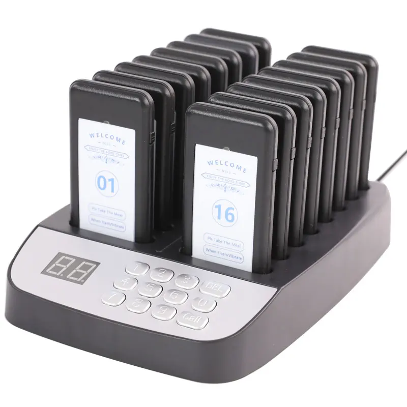 Wireless calling system 16PCS buzzer beeper bell receivers for Restaurant pager food Court cafe bar Queue call sign machin