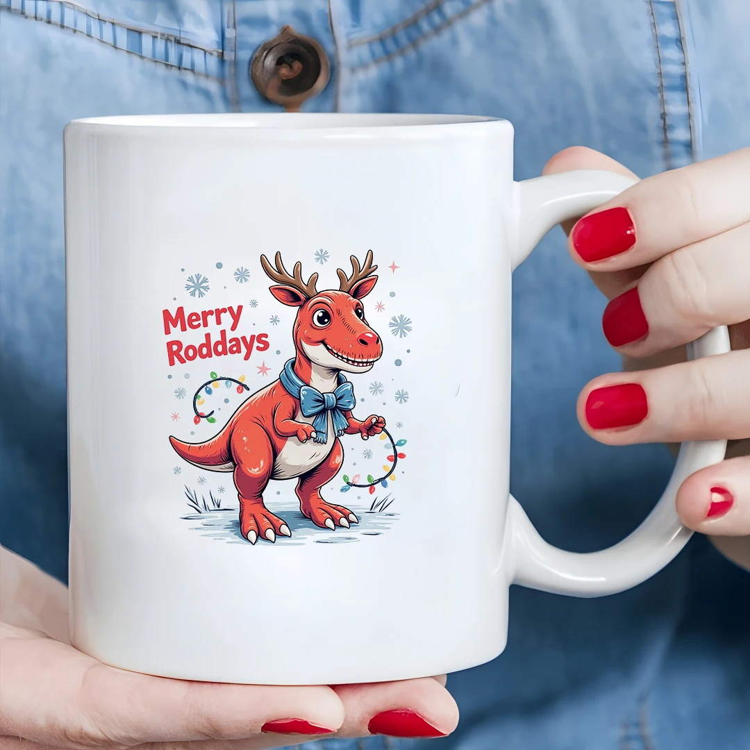 

Cartoon Dinosaur Antler 11OZ Kids Cup for Cold & Hot Drinks Christmas Gift Home & Office Cup Happy Rod Day