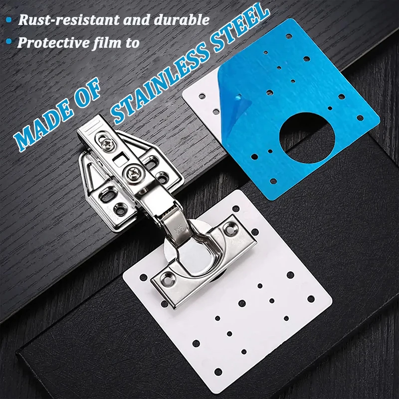 2/4Pcs Kitchen Cabinet Hinge Repair Plate Stainless Steel Furniture Drawer Hinge Fixing Plate Table Cabinet Window Door Repair