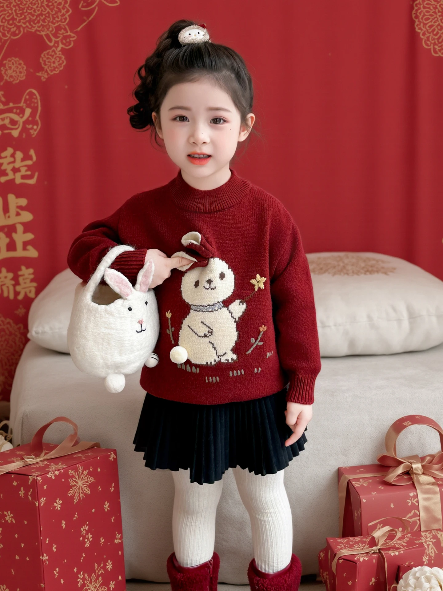 

Вязаный свитер Ele Rabbit для девочек 6 лет, мягкий, теплый, зимний, модная детская одежда, бренд Tagkita