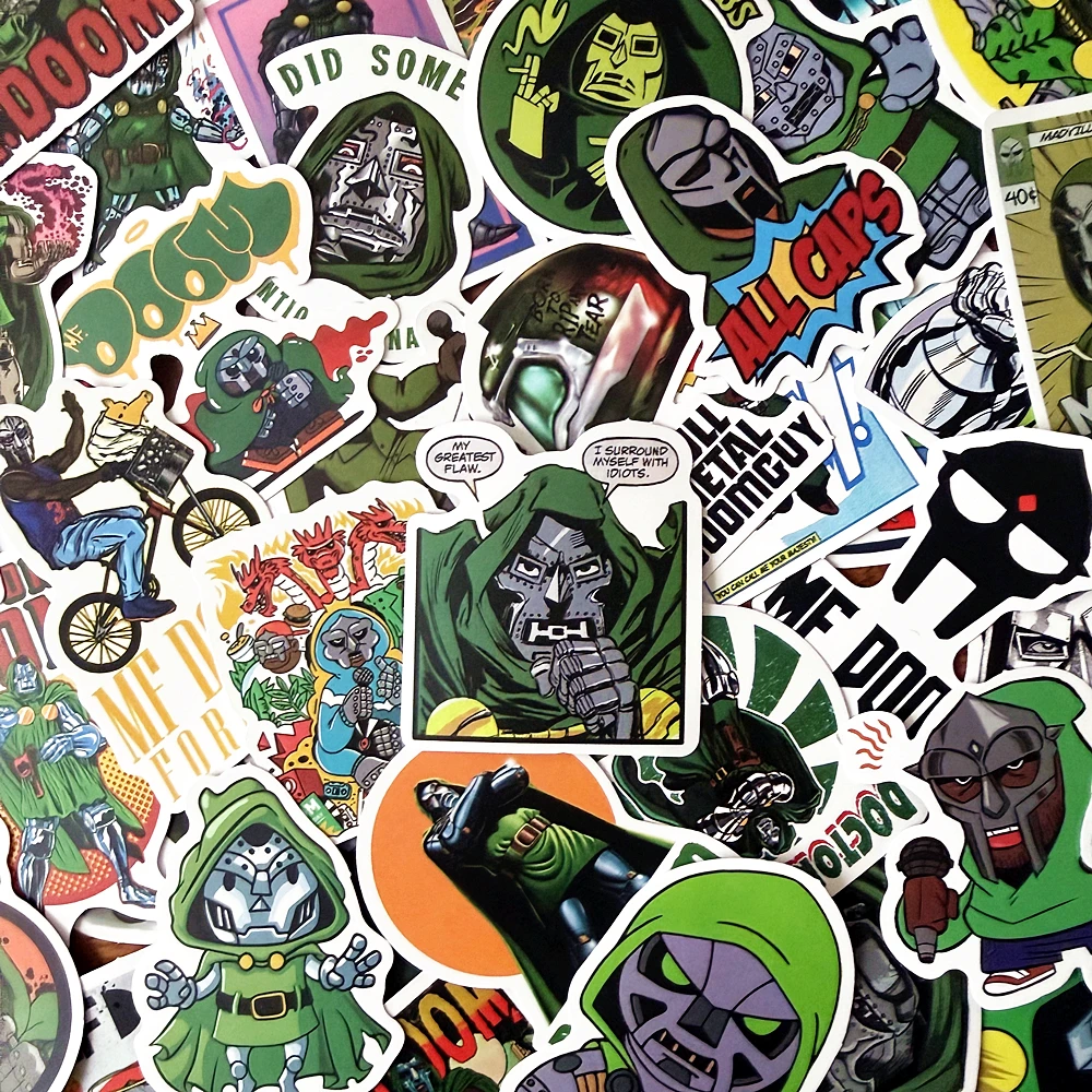 50 pièces Hip Hop rappeur Mf Doom autocollants chanteur Fan cadeau bricolage décoration téléphone tasse bagages Scrapbook ordinateur portable hélicoptère guitare décalcomanie