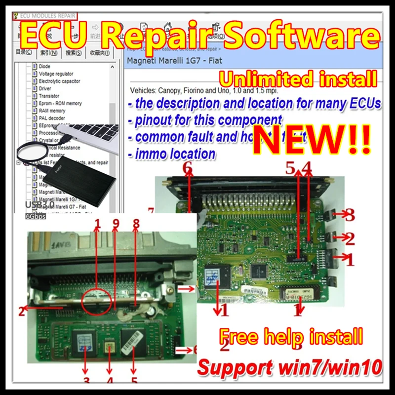 Newest ECU Repair Software ECU Modules Repair Pinout Immo Location Including Multimeters Transistor EEprom Defects Car Repair To