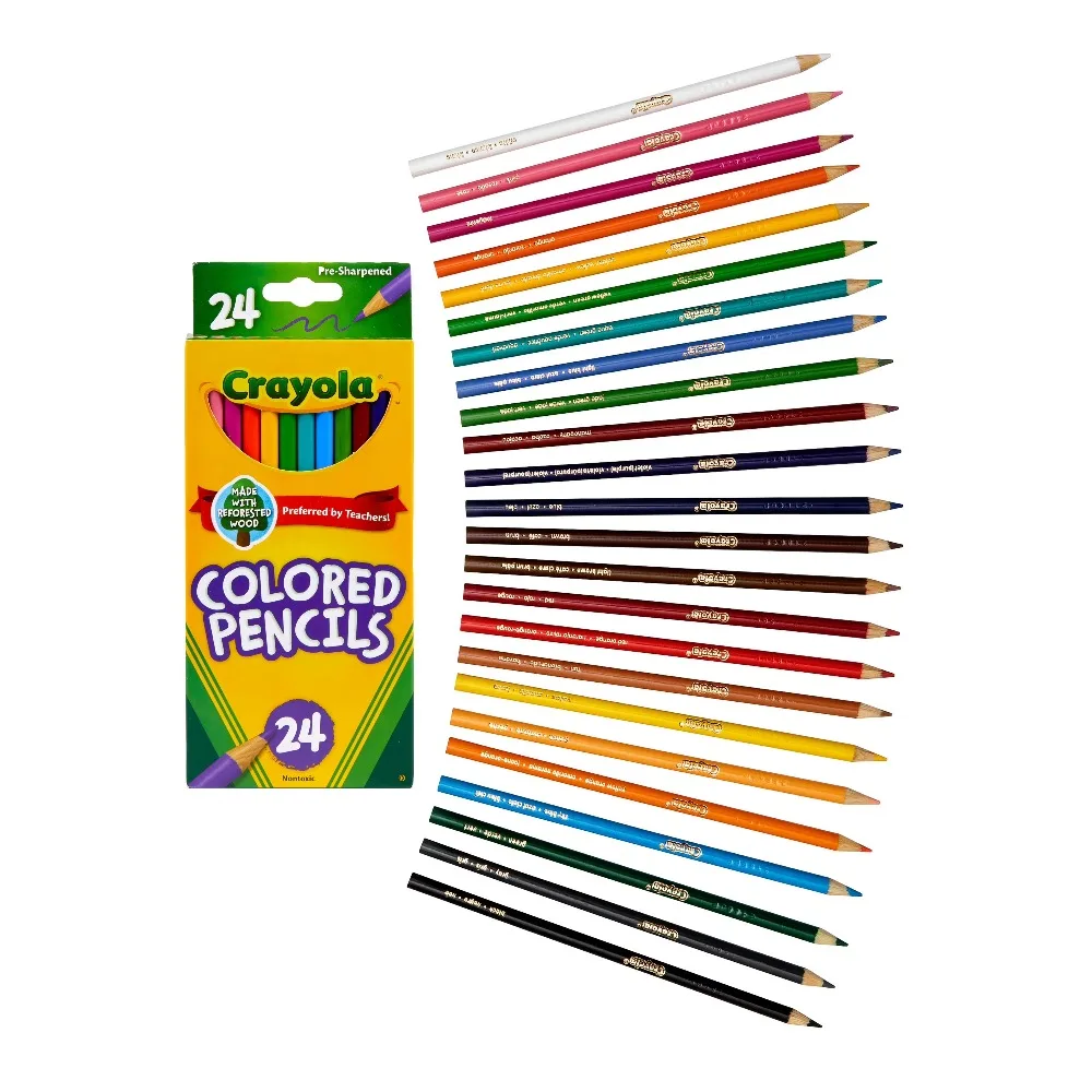

Pre-Sharpened Colored Pencils for Adult Coloring Books, Assorted Vibrant Colors, Set of 24 Art Supplies for Drawing and Sketching