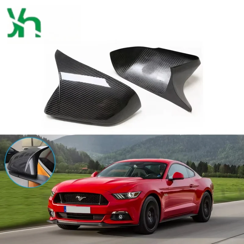 ل 2014 + فورد موستانج مرآة الرؤية الخلفية غطاء ألياف الكربون الجانب مرآة قذيفة الإطار ملصق ألياف الكربون الوفير نوع