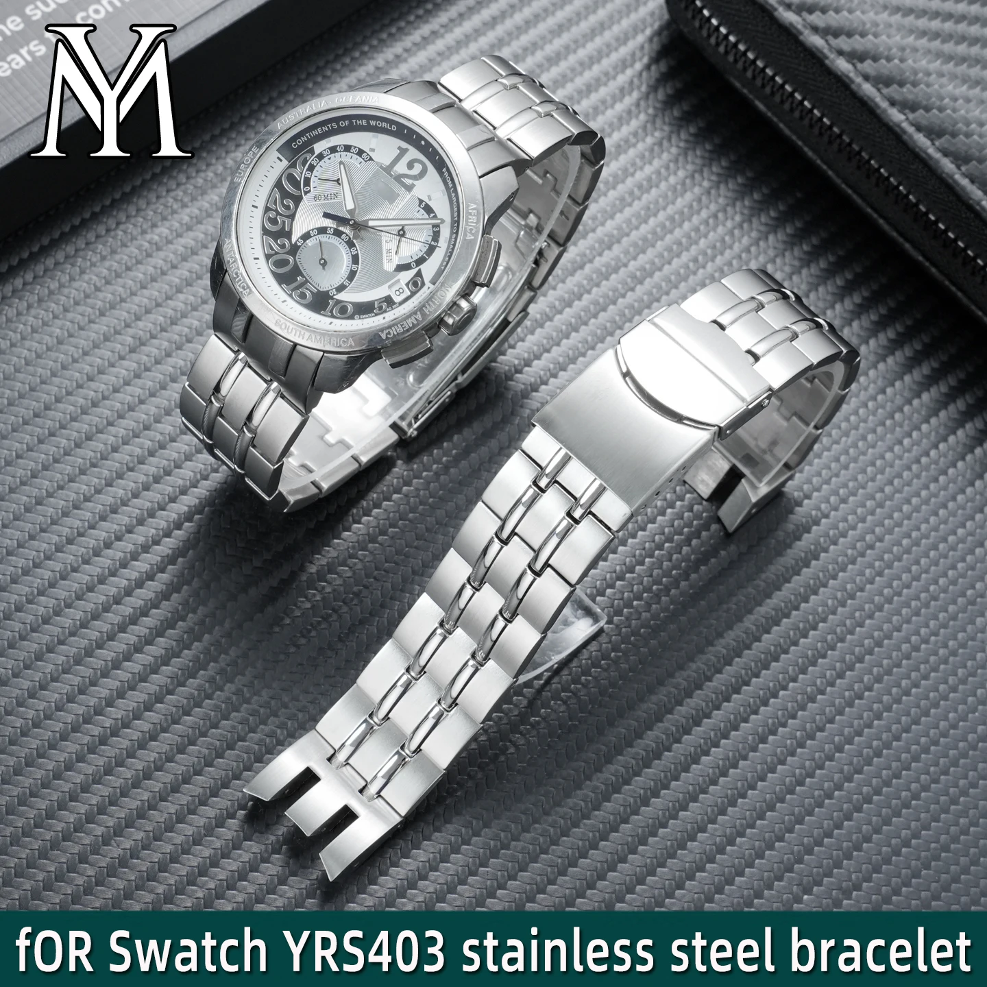 

Ремешок для часов Swatch YRS403 402G 412 426, браслет из нержавеющей стали, изогнутый стальной ремешок с зубчатой поверхностью, 21 мм, аксессуары для мужских часов