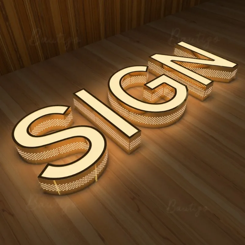 Custom Punching Holes Lighting Letter Sign 3D LED Channel Letter Led Signs for Business Outdoor Outdoor Advertising Signboard