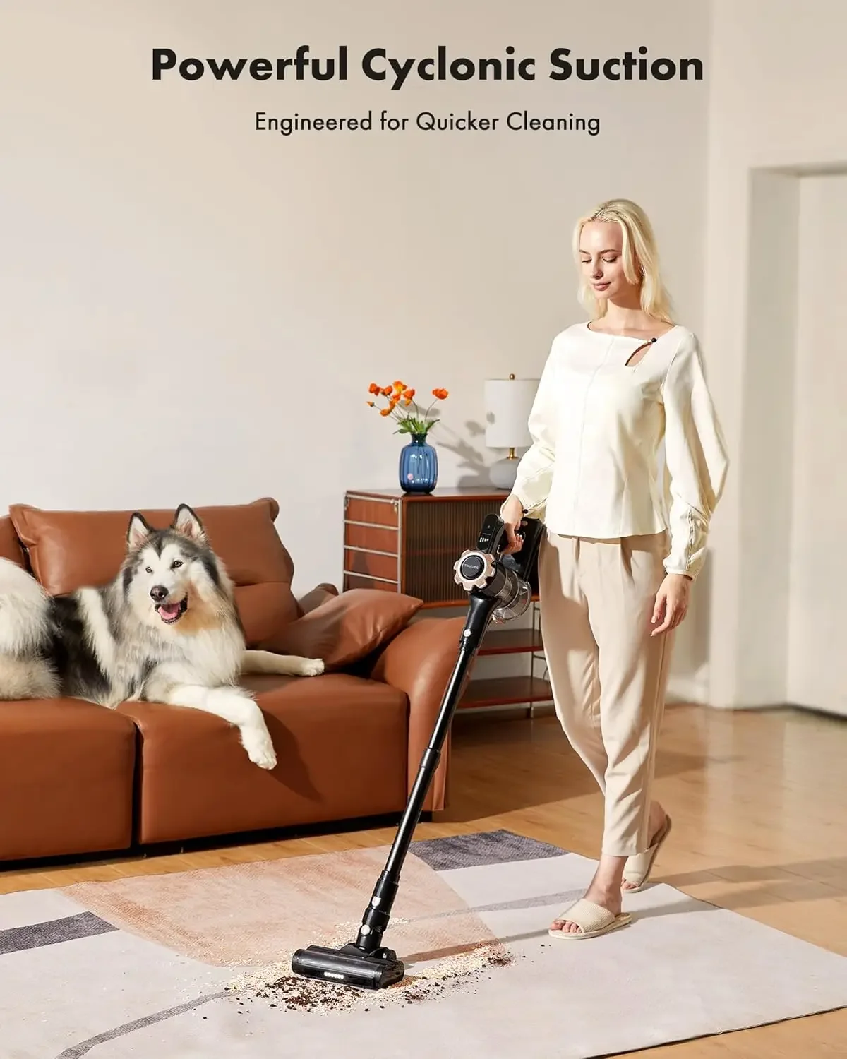 Vacuum Cleaner, 8-in-1 Lightweight Stick Vacuum with 45mins Runtime, Powerful Suction, Rechargeable Cordless Vacuum for Carpet,