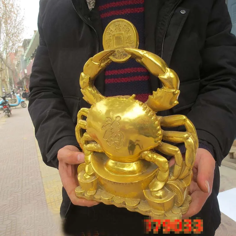 BA FANG LAI CAI Bring in wealth treasure fisherfolk Sea business Money Drawing Mascot GOOD LUCK Fortune golden Crab brass statue