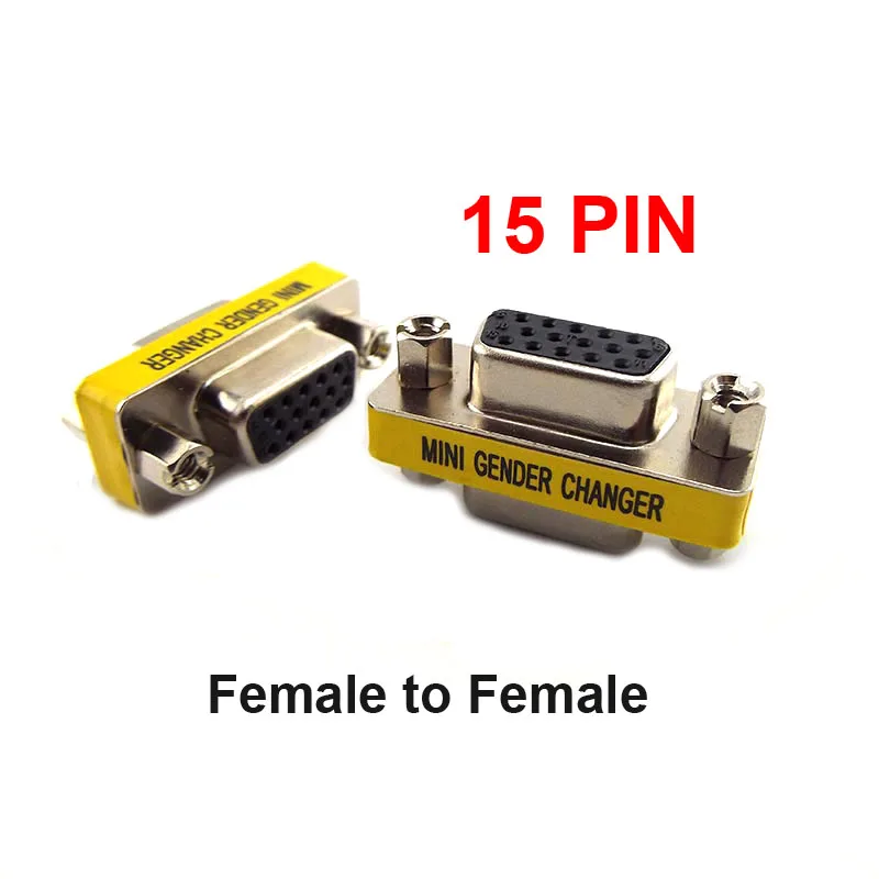 1pcs 15pin VGA / SVGA Female to Female double F to F Cable Gender Changer Adapter F/F Extender Connector Joint Serial Port C1