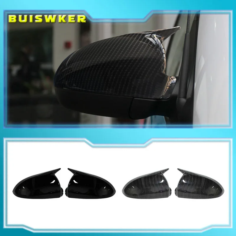 

For Mercedes Benz Smart Fortwo W451 2008-2014 Car Side Rearview Mirror Cover Glossy Black Carbon Fiber Look Car styling