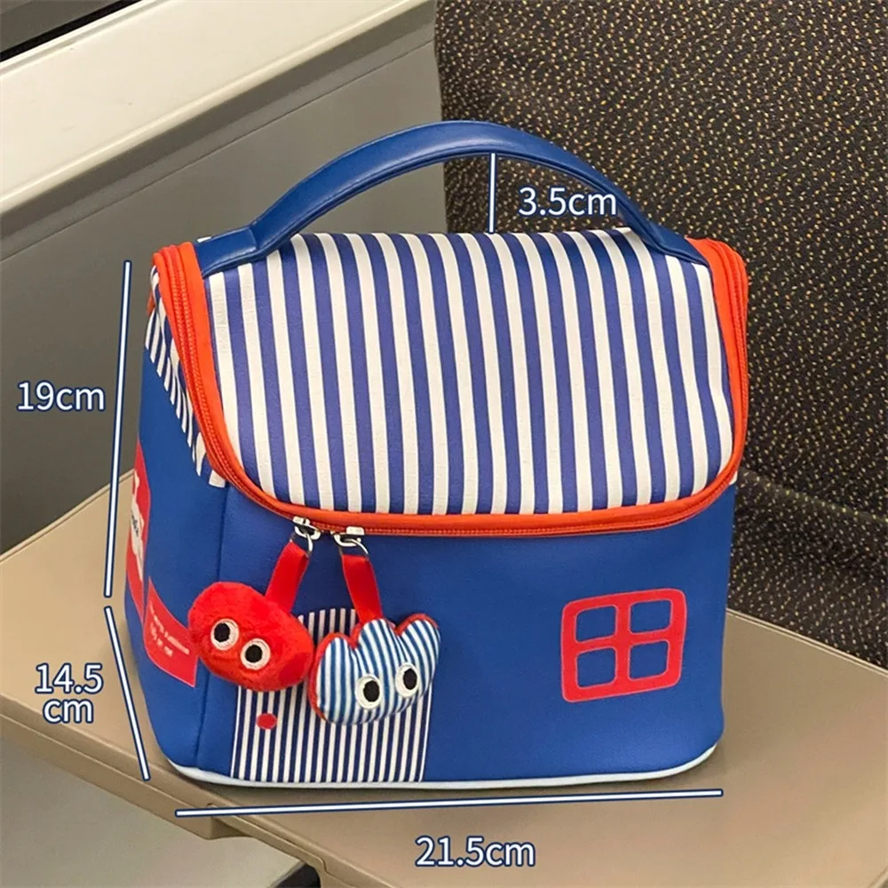 

Pu Handheld Makeup Bag Cartoon Clutch Bag House Shape Cosmetic Bag Multifunctional Large Capacity Skincare Storage Bag Travel