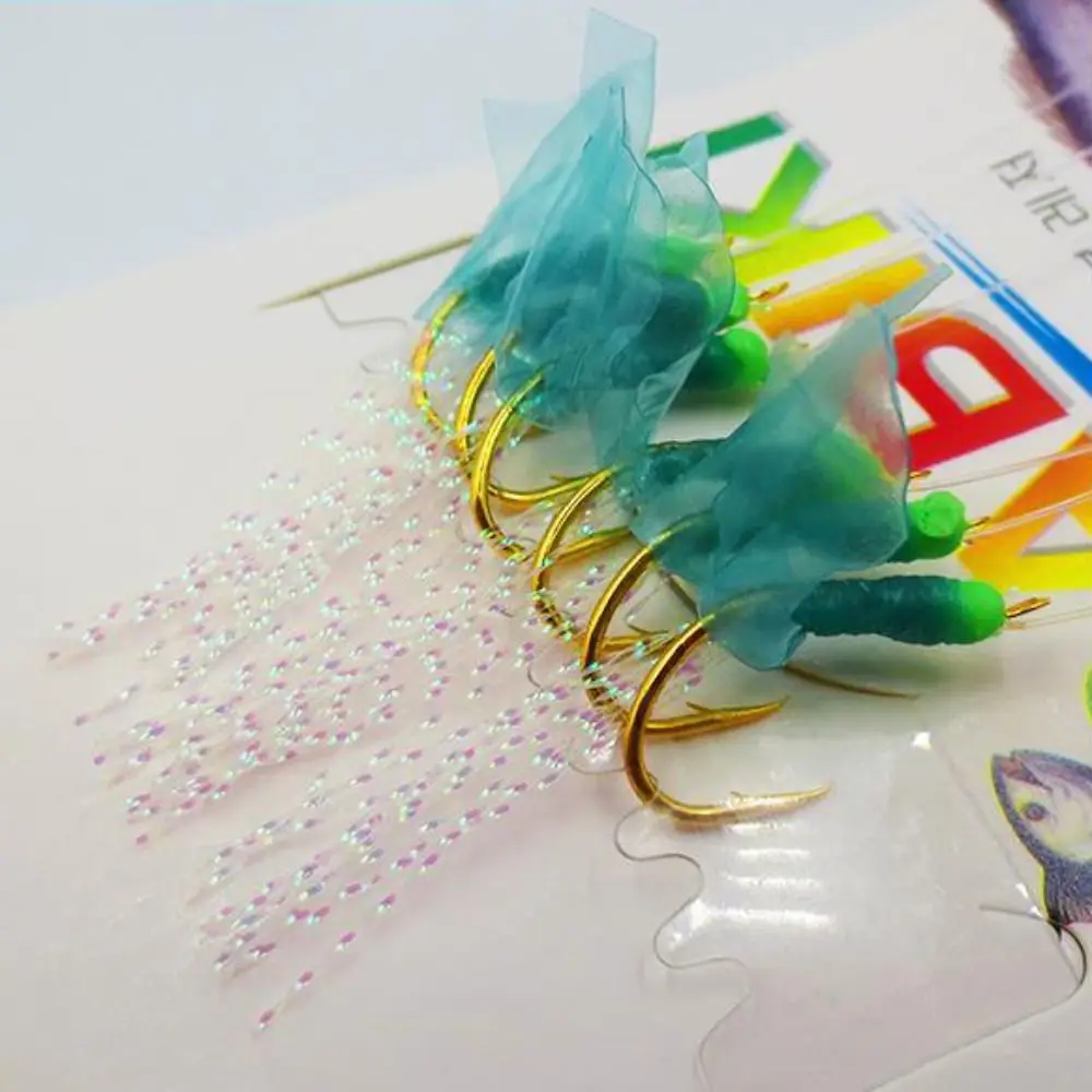 

Fishing Lures Rubber Green Rubber Lures Golden Hook Sabiki Sea Fishing Rigs Lures Green Golden Tied Hooks Saltwater