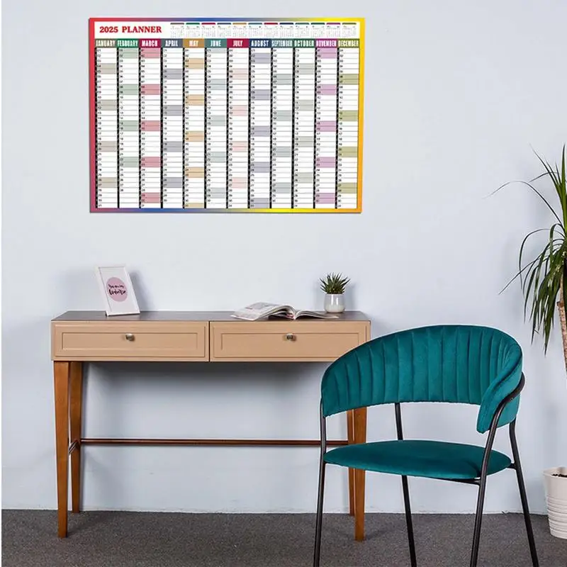 Wall Calendar Poster 2025 12 Month Annual Yearly Wall Planner With Stickers Thick Paper Home Organization For Planning