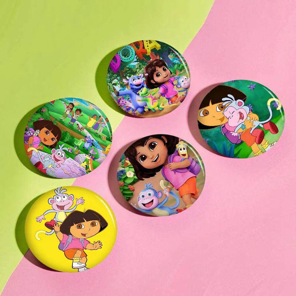Funny D-Dora the E-Explorer 58mm Handmade Brooch Cartoon Cosplay Badge on Backpack Jewelry Accessories Gifts
