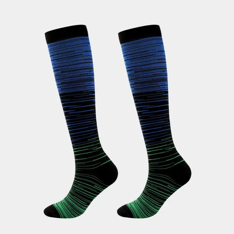 7pair High Quality Boutique Striped Compression Socks Women Men New Gradient Cycling Nylon Fashion Stockings Fitness Nurse